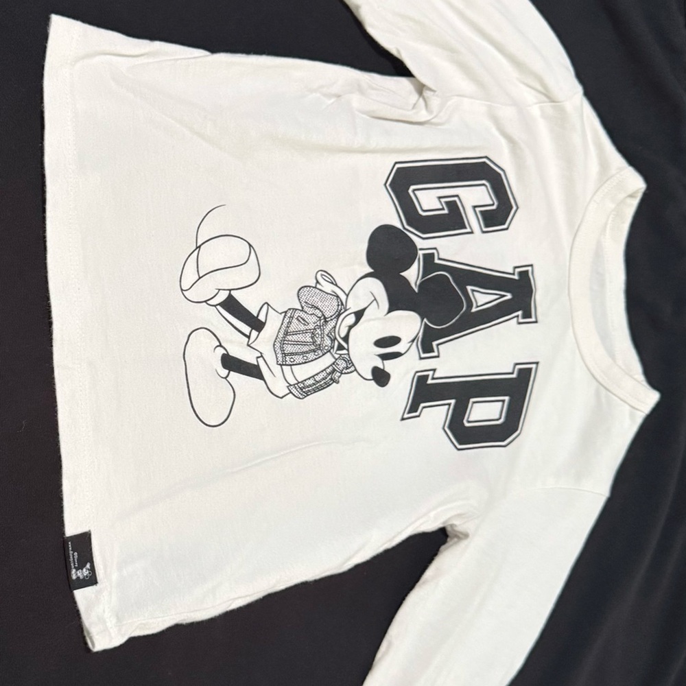 GAP Kids Cream Mickey Mouse Long Sleeve Tee